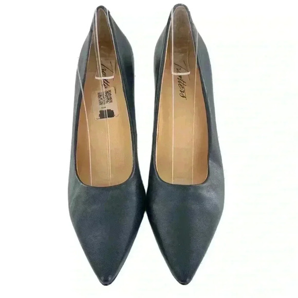 Trotters womens heels size 6 N navy blue leather pointy toe career pumps - Picture 3 of 12
